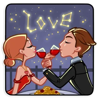 🥂 LOVE amor, casal, romântico, vinho, estrelas, constelação, encontro telegram sticker