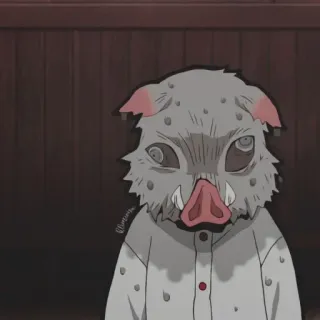 😫 Inosuke Hashibira Demon Slayer Inosuke Hashibira, Demon Slayer, anime, manga, pig mask, character whatsapp sticker