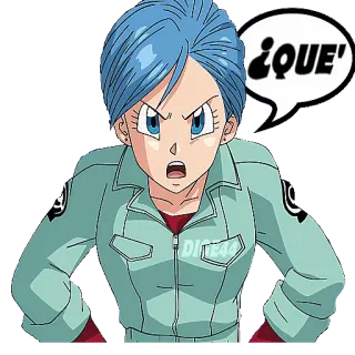 ❔ Bulma Dragon Ball ¿QUE' Anime, Bulma, Dragon Ball, question, confus, sticker whatsapp sticker