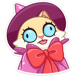 🤪 kat, heks, hoed, schattig, magie, cartoon telegram sticker