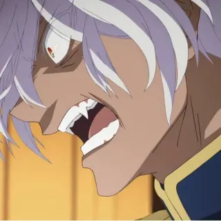 🤬 Anime, En colère, Expression, Crocs, Cheveux blancs, Yeux rouges whatsapp sticker