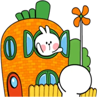 👋 bunny, house, cartoon, cute, sticker telegram sticker