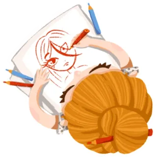 🎨 dessin, art, crayon, femme, artiste, croquis whatsapp sticker