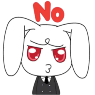 😒 No 兔子, 不, 卡通, 可爱, 动物 whatsapp sticker