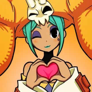 🏆 Ms. Fortune Skullgirls 애니메이션, 비디오 게임, Ms. Fortune, Skullgirls, 하트, 윙크, 만화 telegram sticker