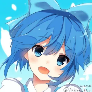 ❄️ Cirno Touhou Project cirno, touhou project, anime, mangá, bonito, cabelo azul, garota telegram sticker