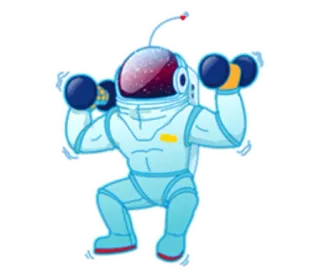 🏋 astronaut, space, exercise, fitness, cartoon, sticker telegram sticker