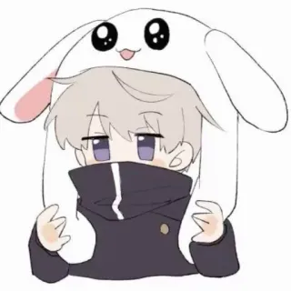 🍬 Anime, Dessin animé, Personnage, Mignon, Bonnet lapin, Art telegram sticker