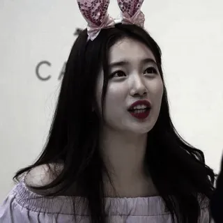 🌫 wanita, telinga kelinci, bando, potret, orang, model, perempuan telegram sticker