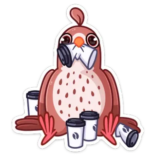 ☕️ burung, kopi, cangkir, lucu, kartun telegram sticker