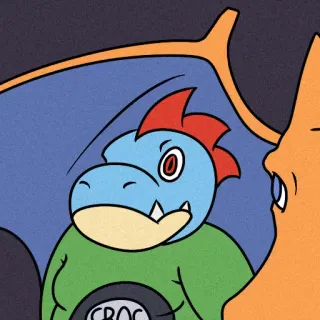 😐 CROC Drache, Monster, Blau, Anime, Cartoon telegram sticker
