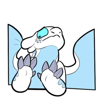 ✖ dragon, dessin animé, mignon, autocollant, blanc, glace, fantaisie telegram sticker