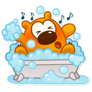 🛀 Cartone animato, Bagno schiuma, Personaggio, Acqua, Divertimento, Bolle telegram sticker