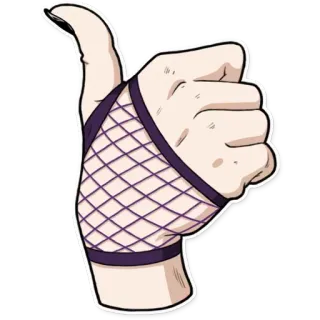 👍 рука, большой палец вверх, одобрение, жест, аниме telegram sticker