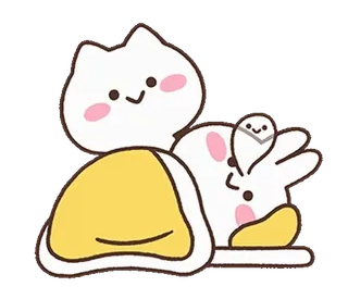 😴 고양이, 토끼, 귀여운, 담요, 동물 telegram sticker