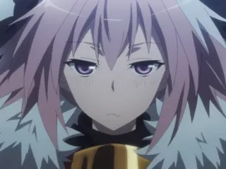 😒 Astolfo Fate/Apocrypha Anime, Pelo rosa, Ojos morados, Astolfo, Fate/Apocrypha, Personaje, Serio telegram sticker
