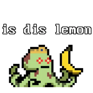 🍋 is dis lemon มะนาว, กล้วย, พิกเซลอาร์ต, ตลก, แปลก telegram sticker