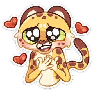😍 dibujos animados, animal, leopardo, lindo, amor, corazones telegram sticker
