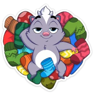 ☺️ Cartone animato, Puzzola, Calzini, Animale, Carino, Divertente telegram sticker