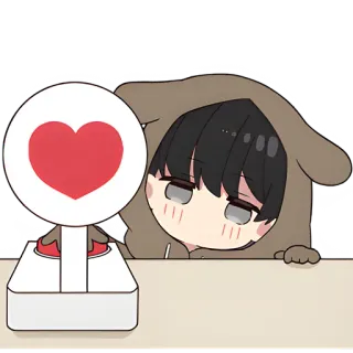 🩷 Anime, Kreskówka, Słodkie, Miłość, Serce, Przycisk, Kawaii, Chibi whatsapp sticker