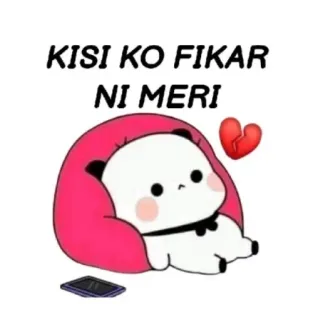 💔 KISI KO FIKAR NI MERI Panda, Triste, Coração partido, Sozinho, Desenho animado, Adesivo telegram sticker