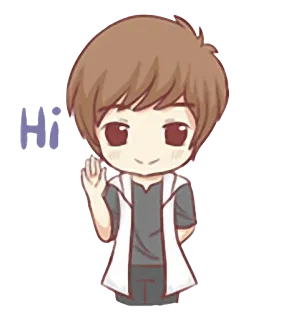 👋 Hi Cartoon, Gruß, Süß, Anime, Manga, Hallo telegram sticker