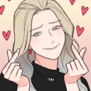 🙌 애니메이션, 하트, 만화, 손하트, 귀여운, 미소 telegram sticker
