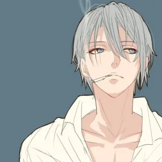 🚬 fumando, anime, masculino, cigarrillo telegram sticker