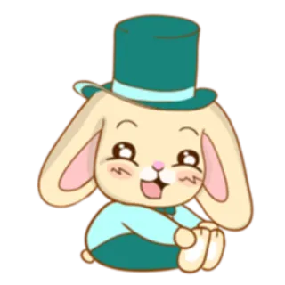 😌 desenho animado, coelho, fofo, animal, chapéu telegram sticker