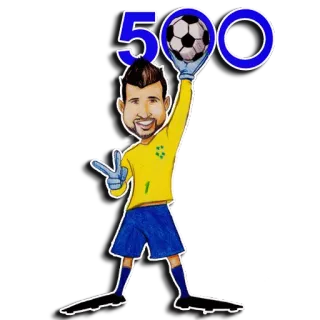 ⚽ 500 sepak bola, sepak bola, penjaga gawang, nomor 500, olahraga, kartun, tanda kemenangan telegram sticker