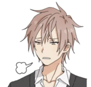 😩 Anime, Erschöpft, Junge, Neutraler Ausdruck, Frustration, Enttäuschung whatsapp sticker