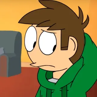 😶 Edd Eddsworld การ์ตูน, อนิเมชั่น, ตัวละคร, สีเขียว, เสื้อฮู้ด whatsapp sticker