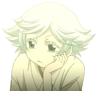 😔 anime, cartoon, boy, manga, white hair telegram sticker
