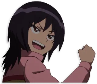 💪 anime, chica, dibujos animados, emoción, decidida, femenina telegram sticker