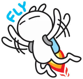 🏃 FLY volando, dibujos animados, cohete, velocidad, feliz, lindo telegram sticker
