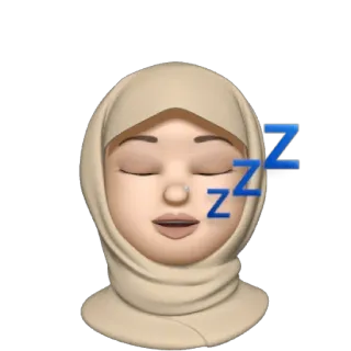 😴 zzz ngủ, đang ngủ, emoji, phim hoạt hình, phụ nữ, hijab whatsapp sticker