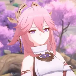 🦊 Yae Miko Genshin Impact Аниме, Видеоигра, Genshin Impact, Яэ Мико, Вайфу whatsapp sticker