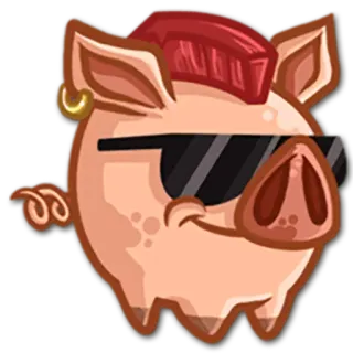 😎 porco, animal, desenho animado, óculos de sol, adesivo telegram sticker