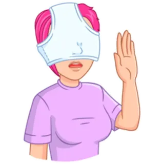 🙈 женщина, лицо, рука, розовые волосы, мультик, человек, стикер telegram sticker
