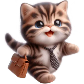 👔 고양이, 새끼 고양이, 귀여운, 비즈니스, 넥타이, 서류 가방, 동물 telegram sticker