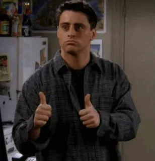 👍 Joey Tribbiani Friends Joey, Przyjaciele, Kciuk w górę, Aprobata, Pozytywne telegram sticker