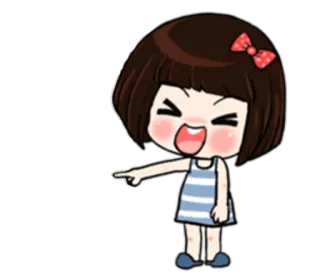 👈 Cartoon, Mädchen, Zeigen, Fröhlich, Niedlich, Animation, Figur telegram sticker