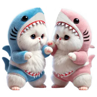 👊 kitten, haai, schattig, dier, huisdier, kostuum, kat telegram sticker