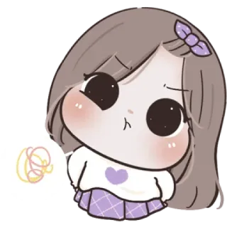 🌙 Cartoon, Schattig, Meisje, Paars, Chibi, Anime, Kawaii, Sticker whatsapp sticker
