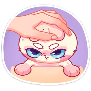😠 猫, ペット, 子猫, 動物, 可愛い, 漫画, 手, 撫でる telegram sticker