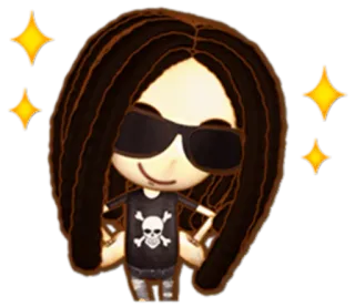 🙂 cartoon, skull, sunglasses, person, dreadlocks telegram sticker