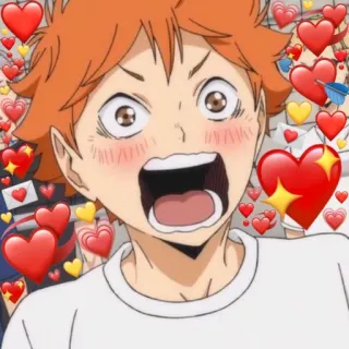 ❤️ Shoyo Hinata Haikyuu!! Anime, Hinata, Shoyo, Haikyuu, Cuore, Cartone animato, Carino telegram sticker
