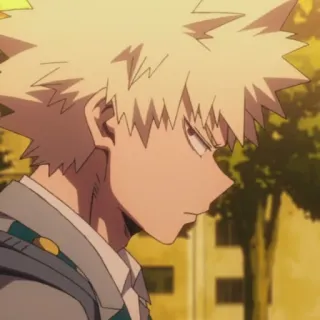 🎭 Katsuki Bakugo My Hero Academia anime, karakter, pirang, rambut runcing, pahlawan telegram sticker