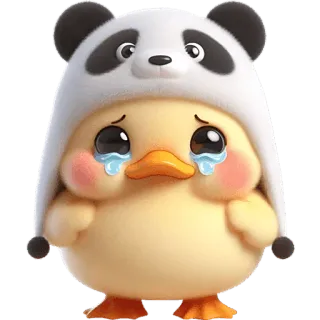 🥺 Pato, Panda, Llorando, Triste, Lindo, Dibujo animado, Animal, Pegatina telegram sticker