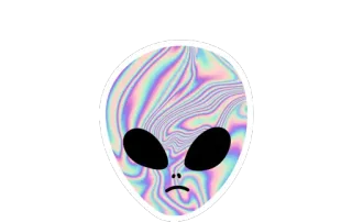 👽 Пришелец, Космос, Голографический, Наклейка, Милый, Пастельный, Радужный whatsapp sticker